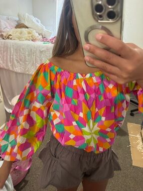 Flying Tomato Bright Pink Multicolor Off-Shoulder Blouse